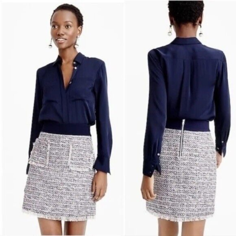 J. Crew White and Purple A-Line Mini Skirt